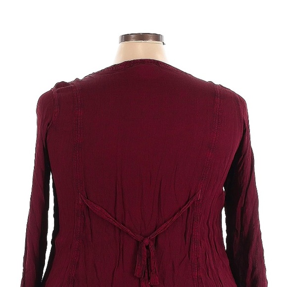 Holy Clothing 100% Viscose Ox Blood Burgundy Long Sleeve Button Front Celtic Top - Picture 5 of 6